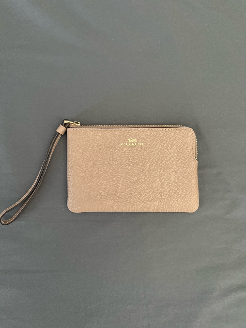 Coach Tan Leather Wristlet Pouch